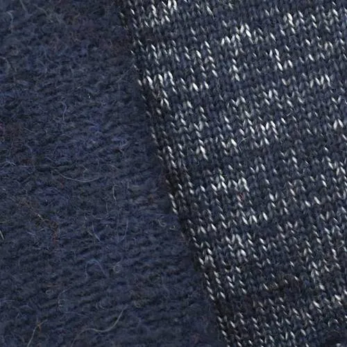 1 YD PC-Navy/White Texture Brushed Back Sweater Knit Fabric