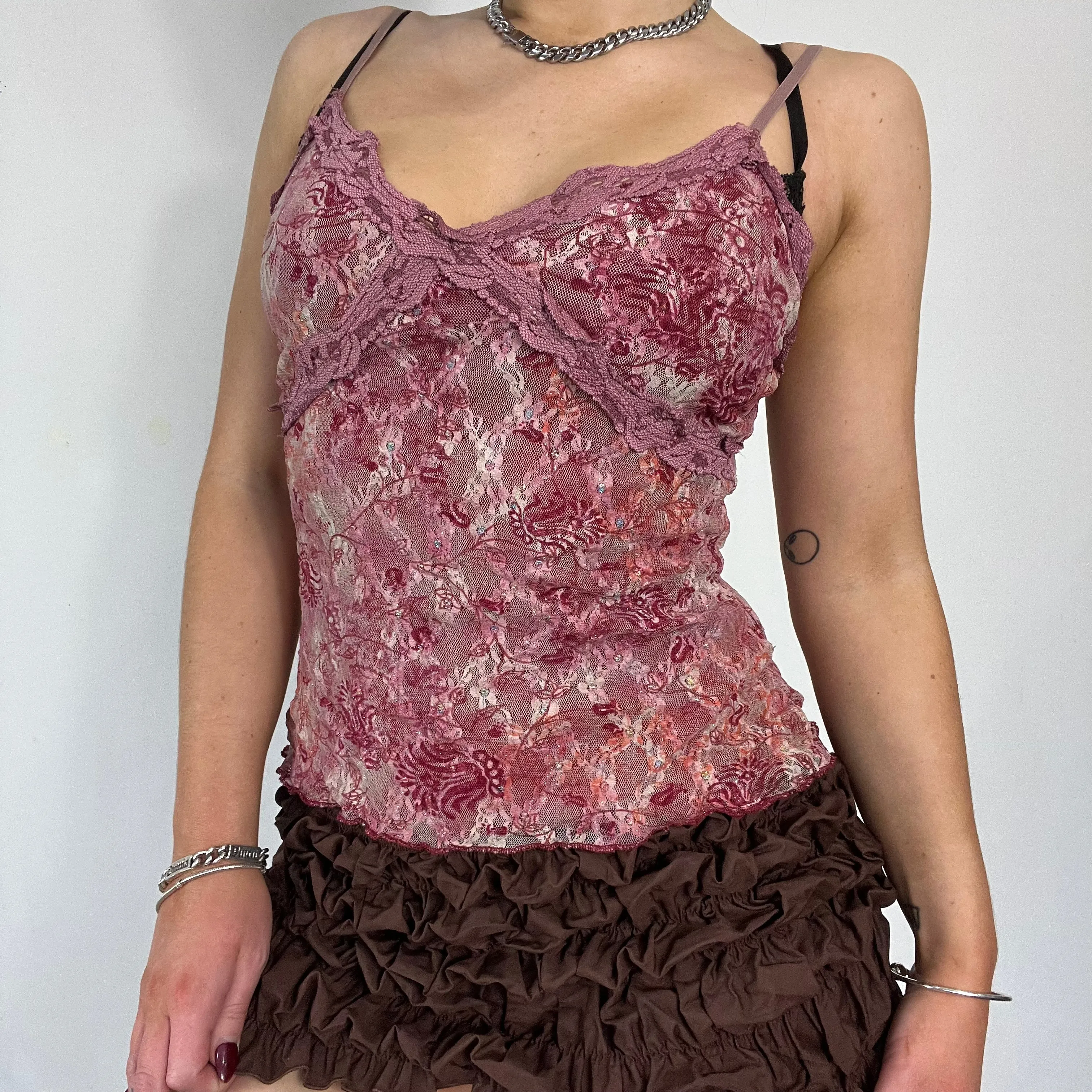 90s lace glitter cami - Size S