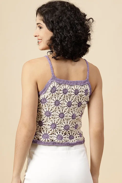 Ajoobaa"Daisy" Pure Cotton Handmade Top- Lavender