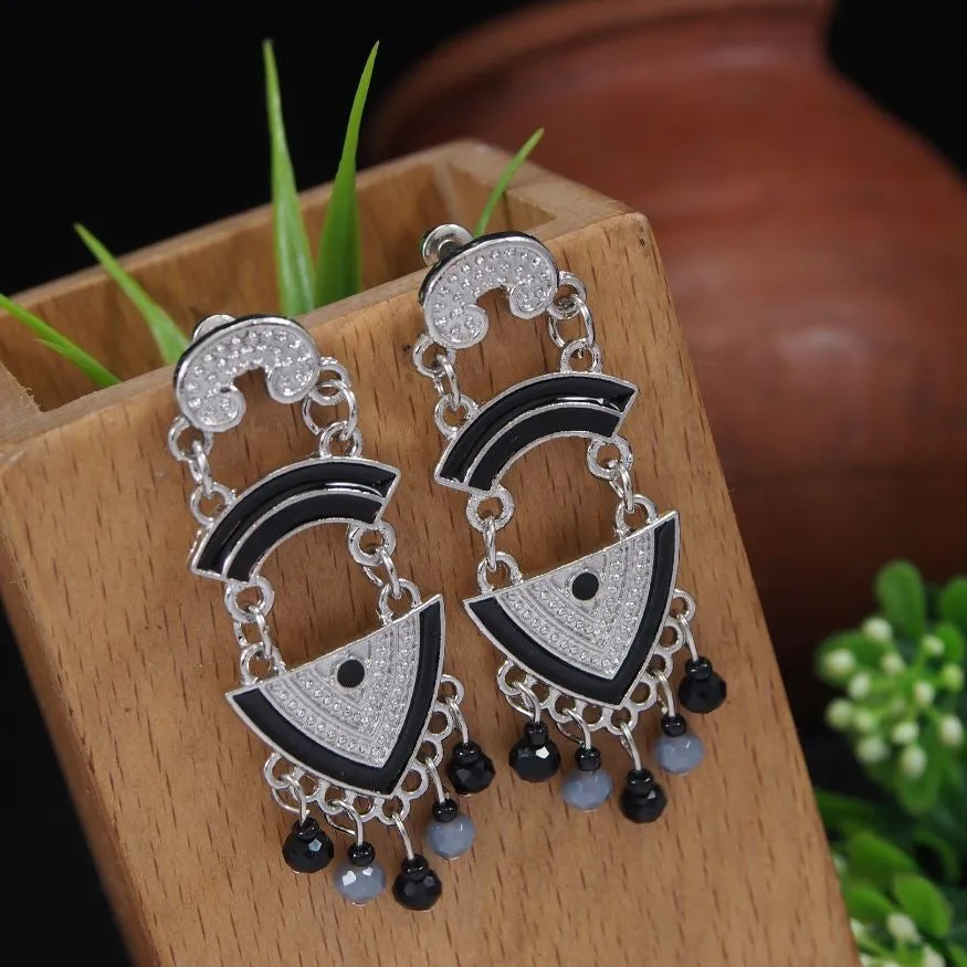 Antique Gold/Silver Plated Tribal Multi Coloured Dangle Earring