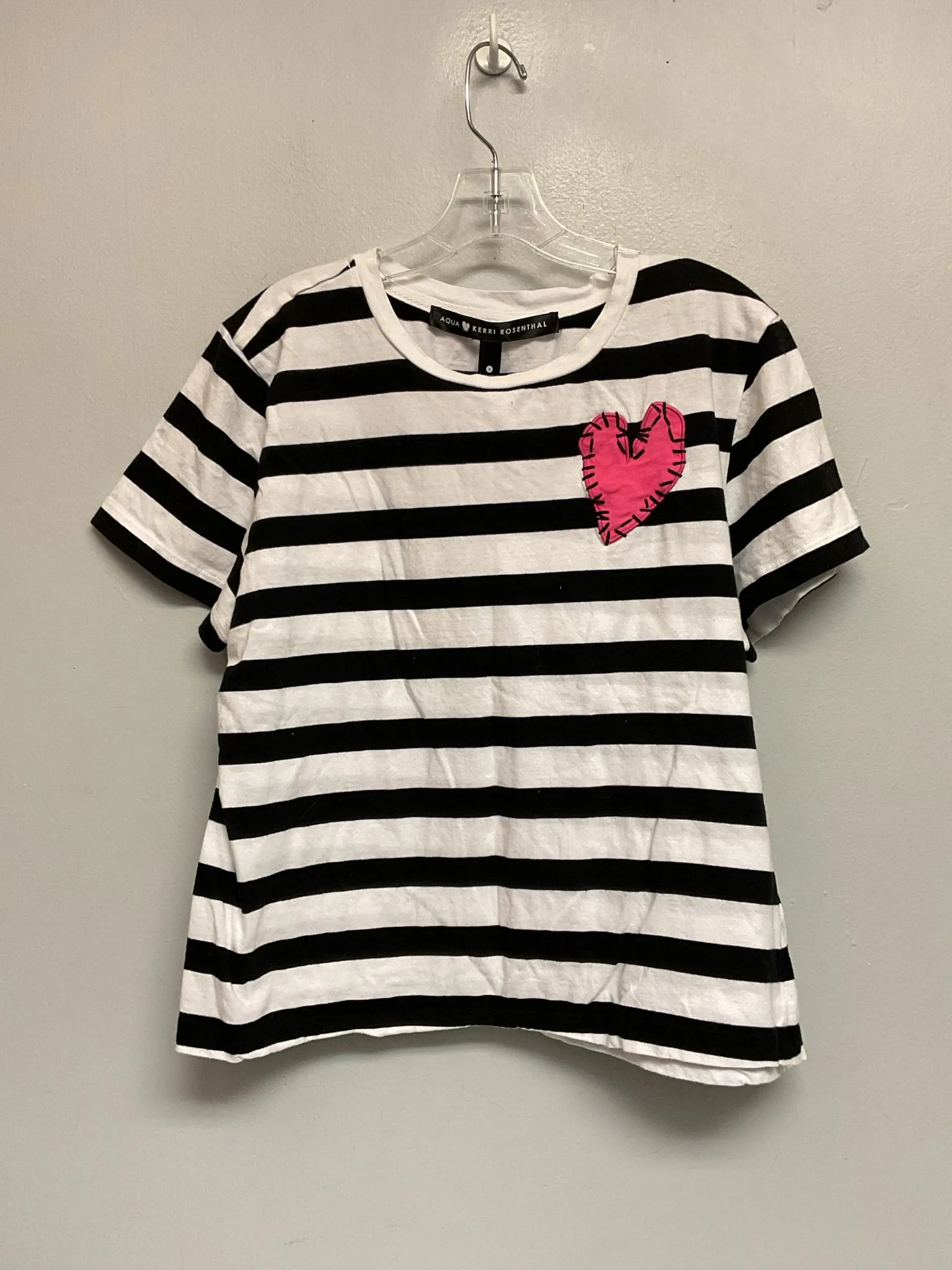 Aqua Size 10 Black & White Cotton Big Girls Tees/Polos/Tunics
