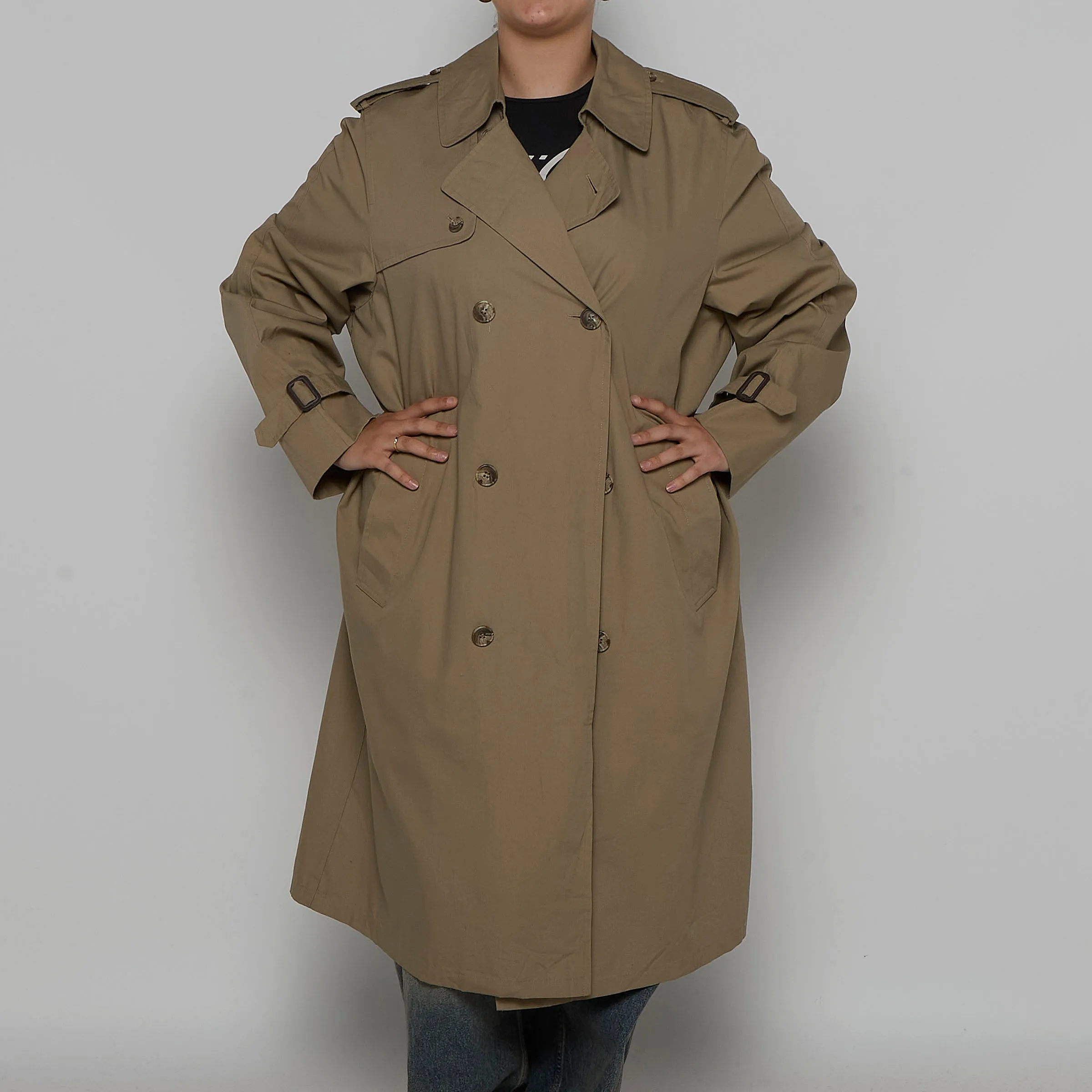 Beige Double Breasted Trench Coat - XL