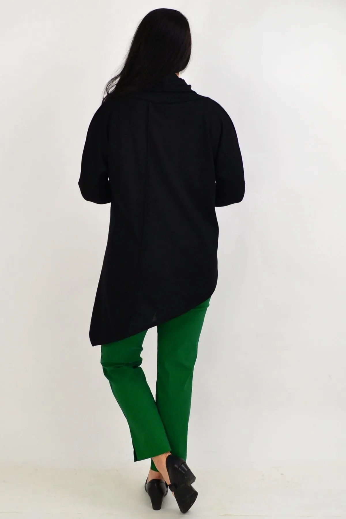 Black Asymmetrical Rolled Neck Jumper