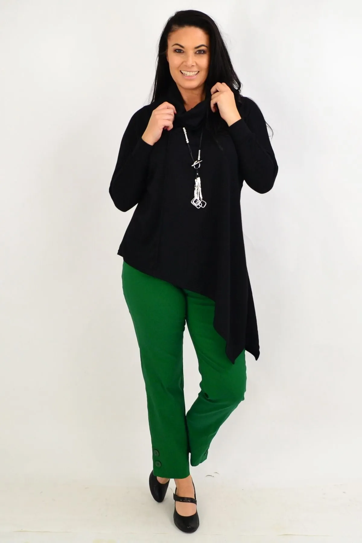 Black Asymmetrical Rolled Neck Jumper
