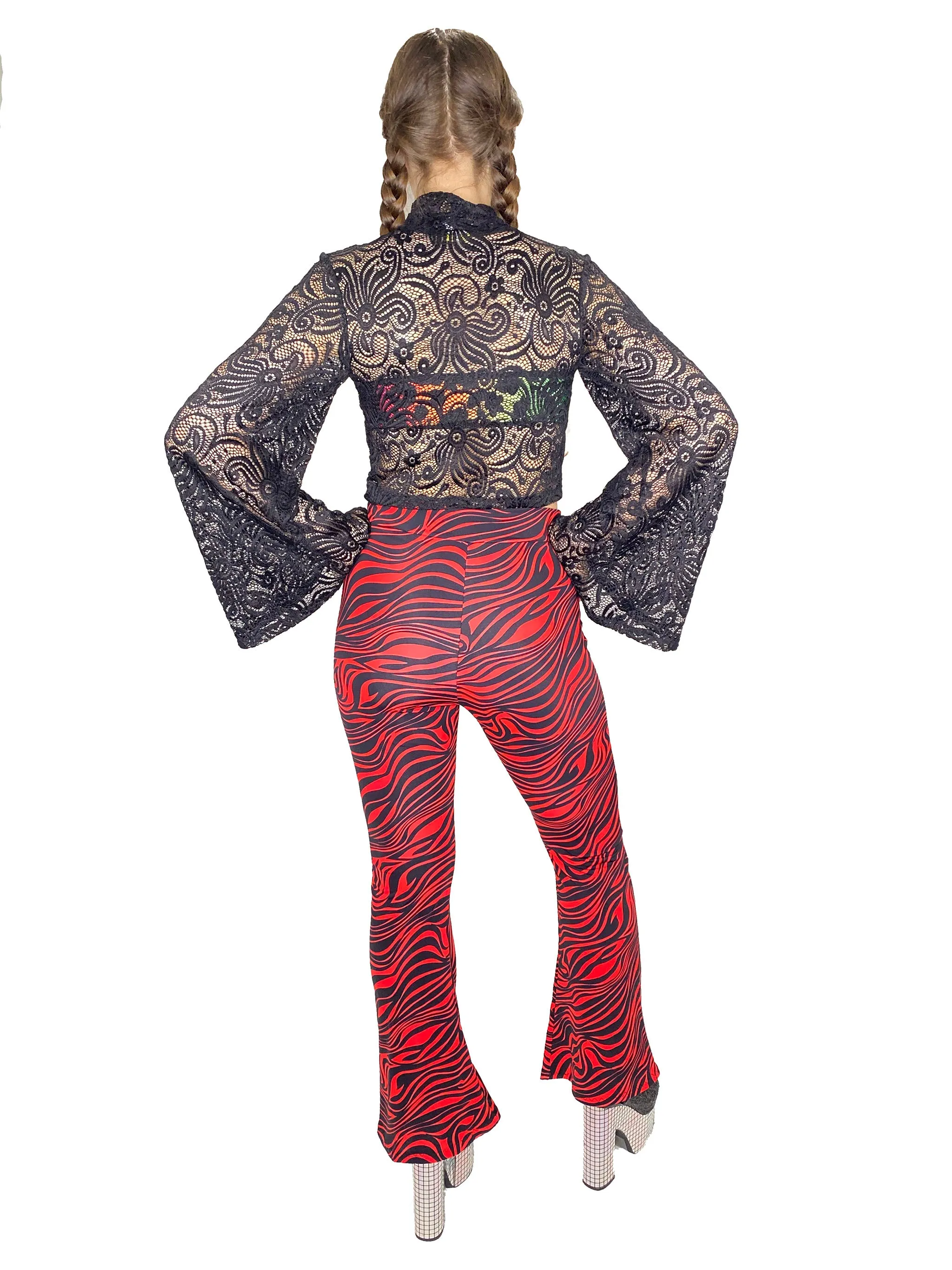 Black Lace Bell Sleeve Top