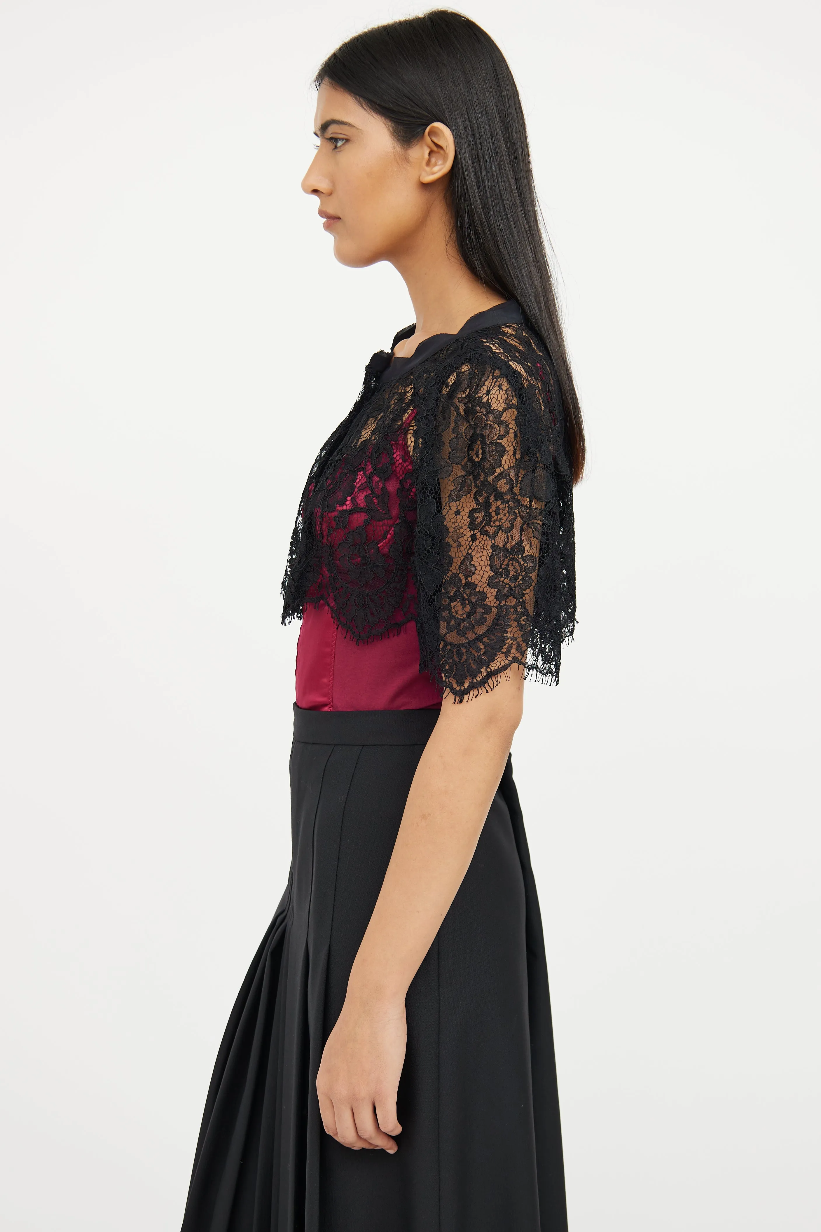Black Lace Open Short Sleeve Shrug