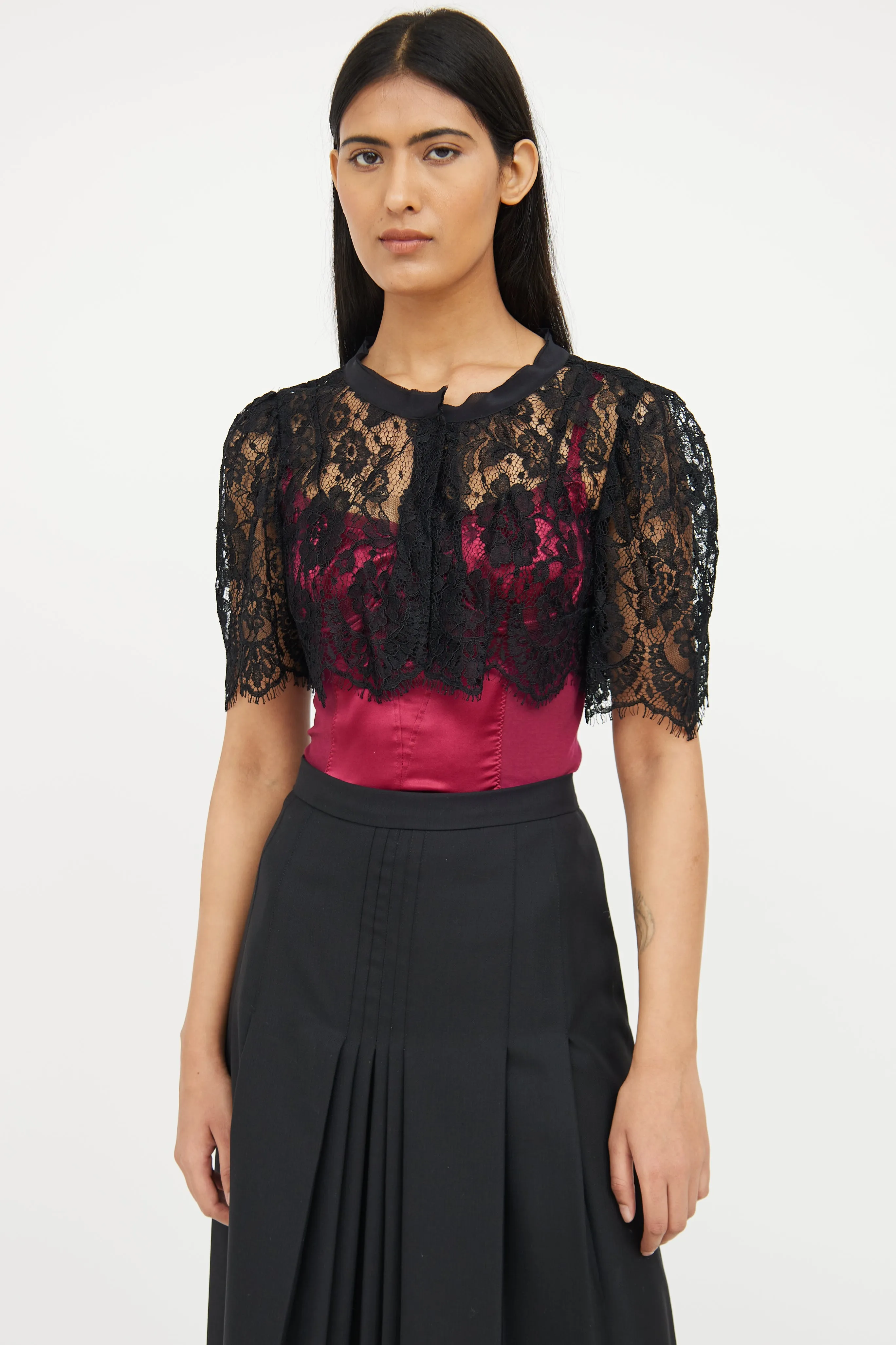 Black Lace Open Short Sleeve Shrug
