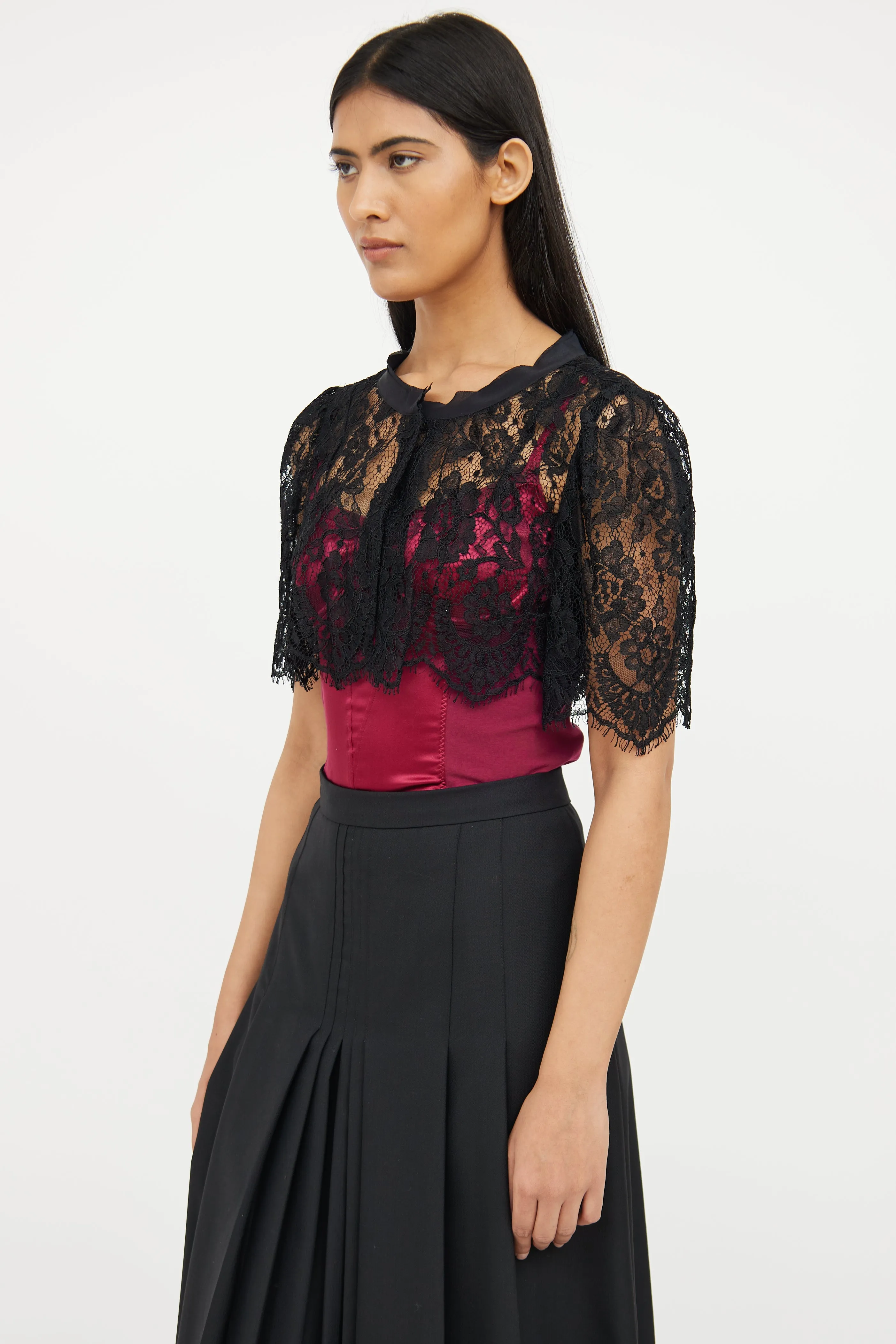 Black Lace Open Short Sleeve Shrug