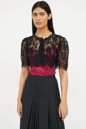Black Lace Open Short Sleeve Shrug