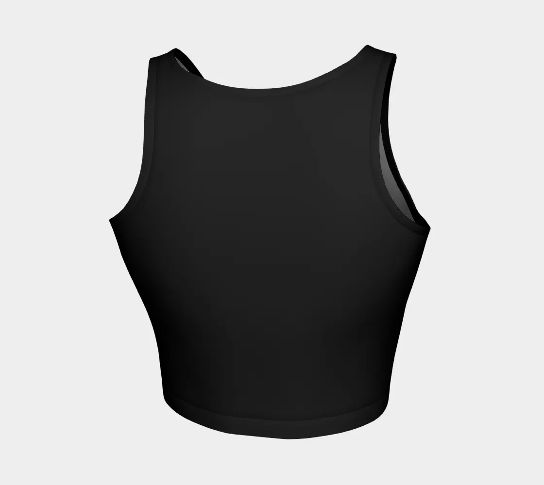 Black Print Athletic Crop Top