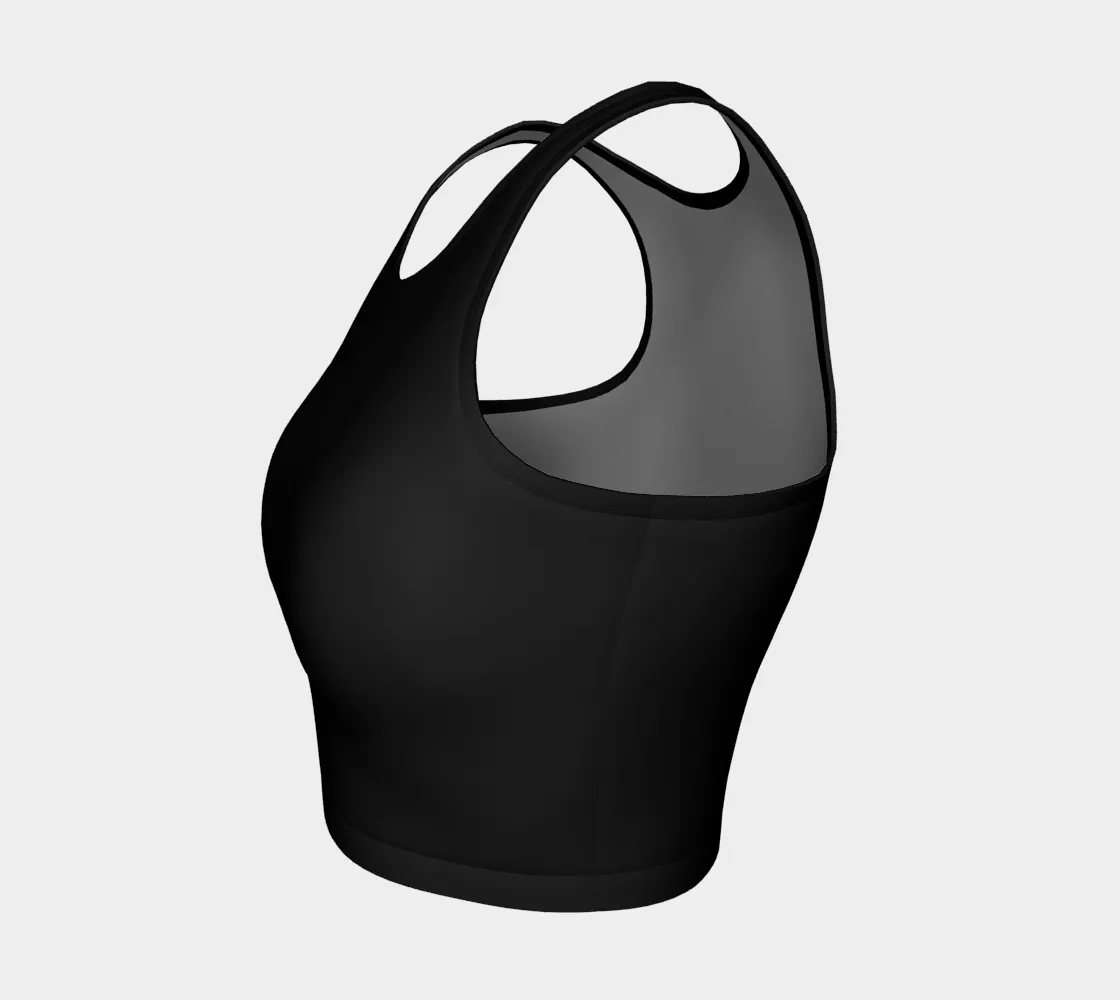 Black Print Athletic Crop Top