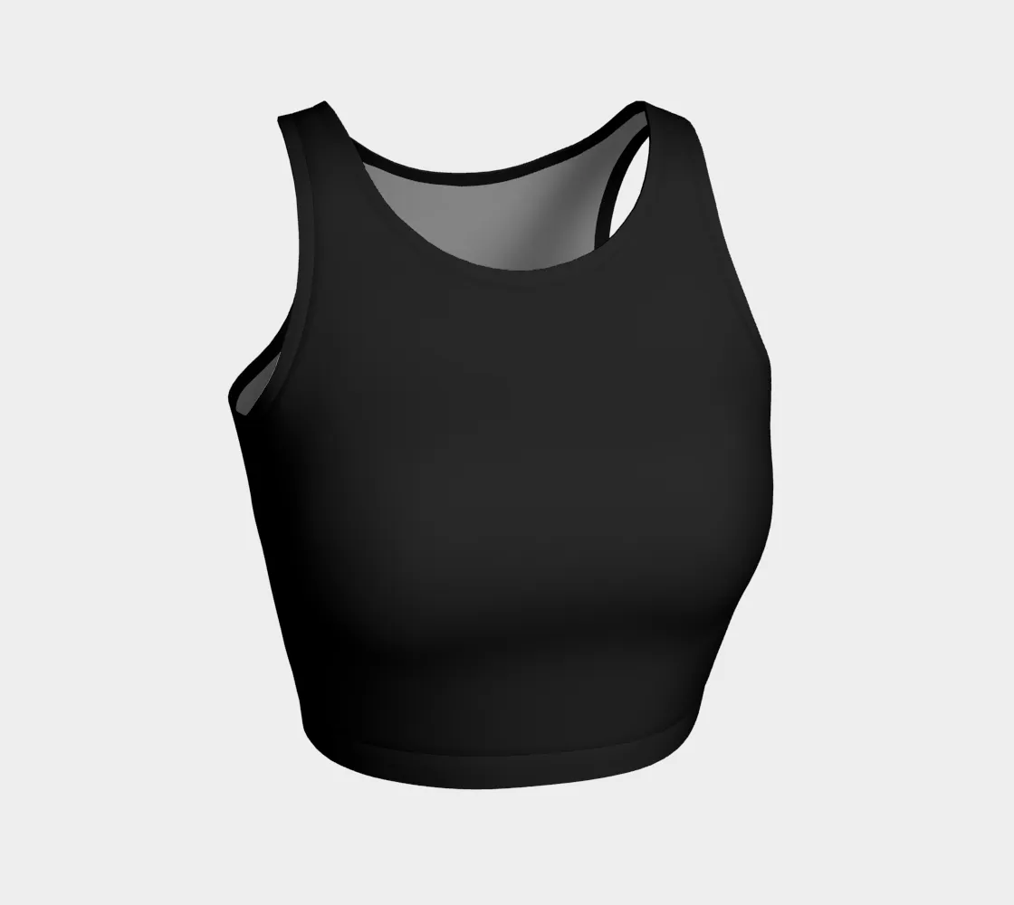 Black Print Athletic Crop Top