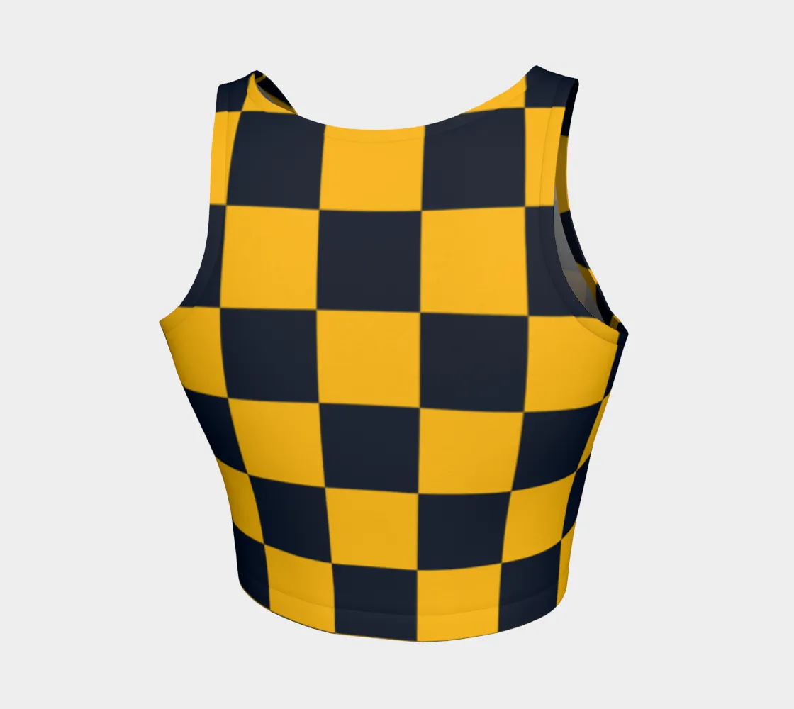 Blue & Gold Checkered Athletic Crop Top
