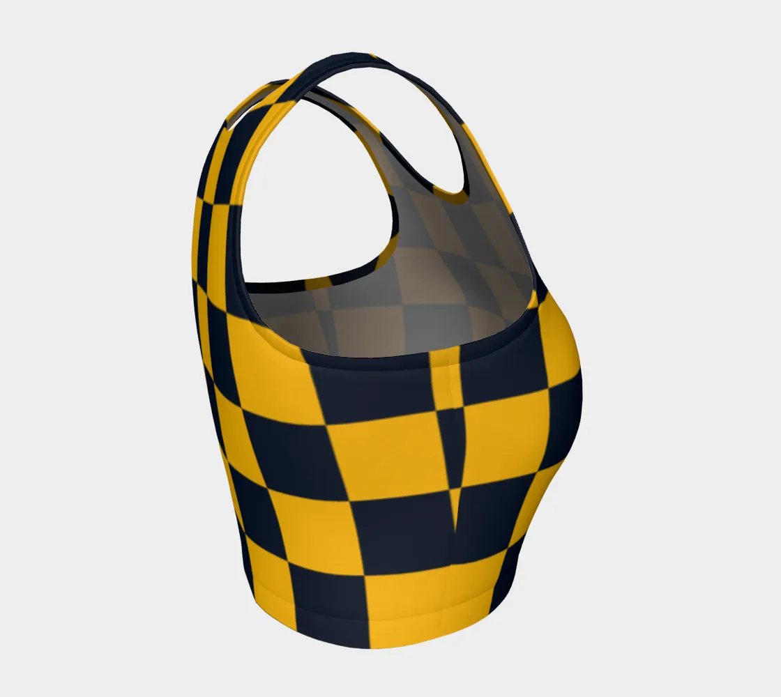 Blue & Gold Checkered Athletic Crop Top