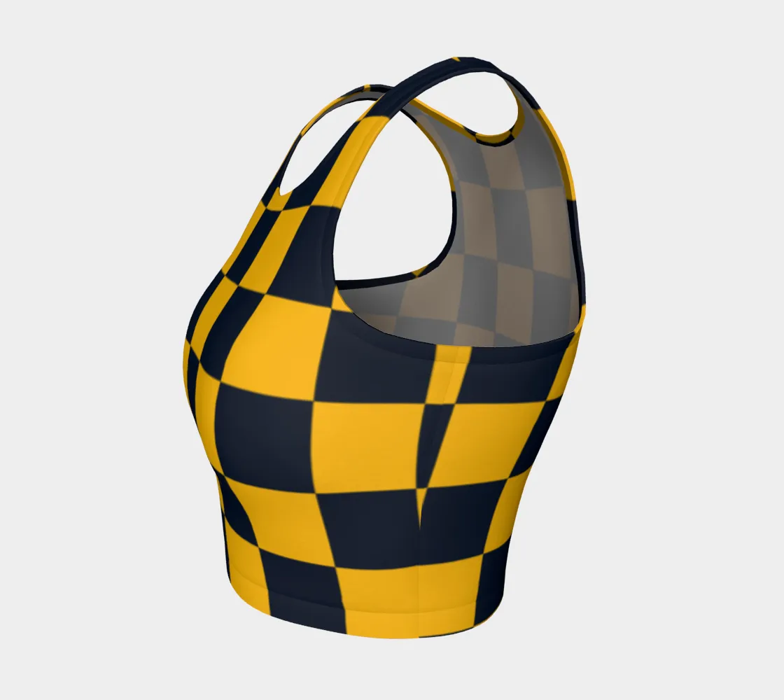 Blue & Gold Checkered Athletic Crop Top