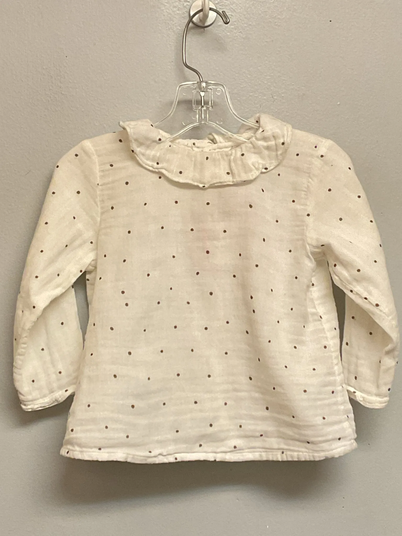 Bonpoint Size 2 White Pindot Cotton Infant Girls Blouses & Tunics