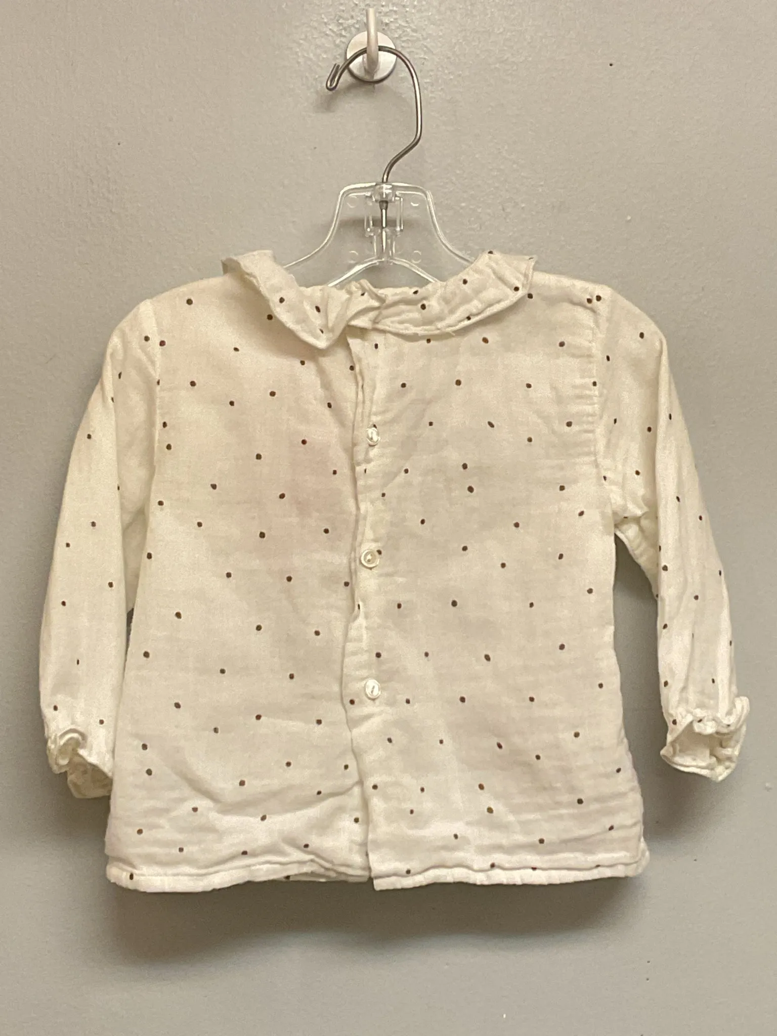 Bonpoint Size 2 White Pindot Cotton Infant Girls Blouses & Tunics