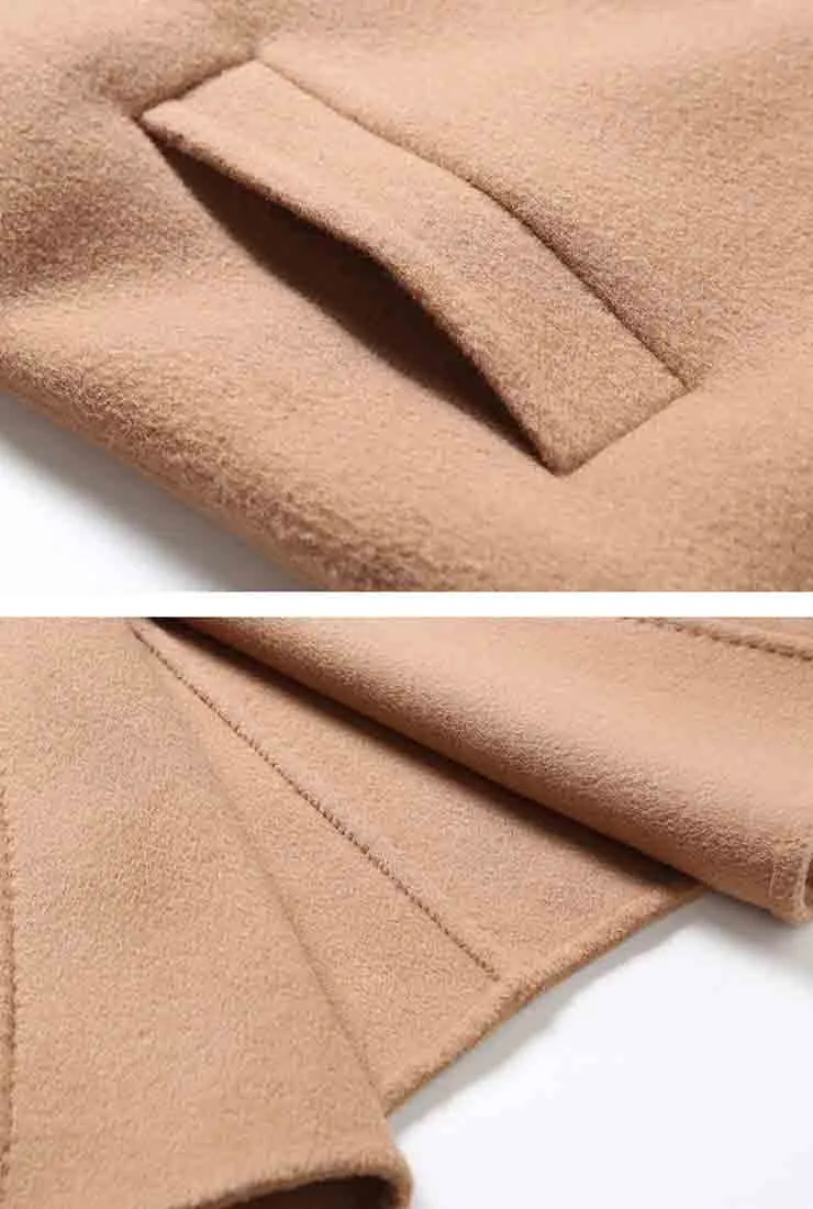 Classic Camel Belted Double-faced Wool Trench Coat