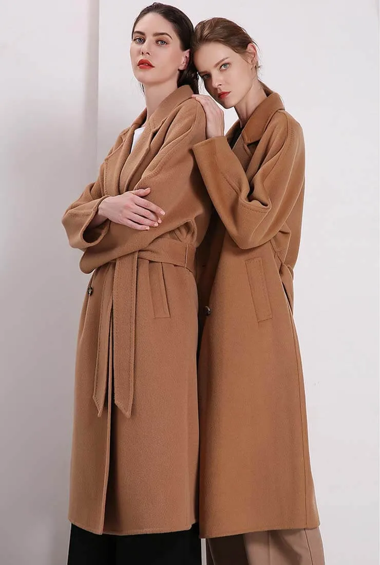 Classic Camel Belted Double-faced Wool Trench Coat