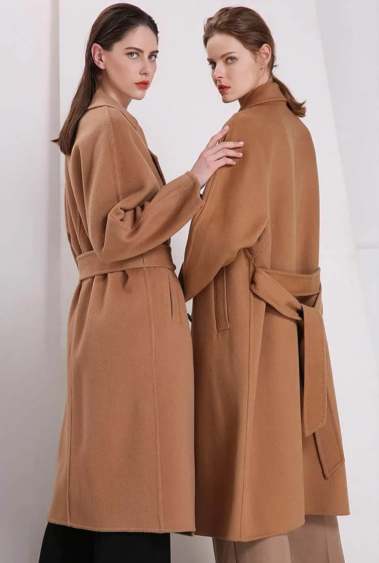 Classic Camel Belted Double-faced Wool Trench Coat