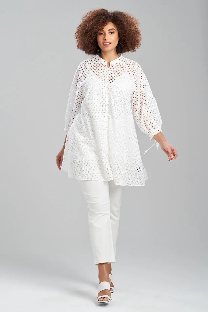 Cotton Eyelet Balloon Sleeve Oversized Top