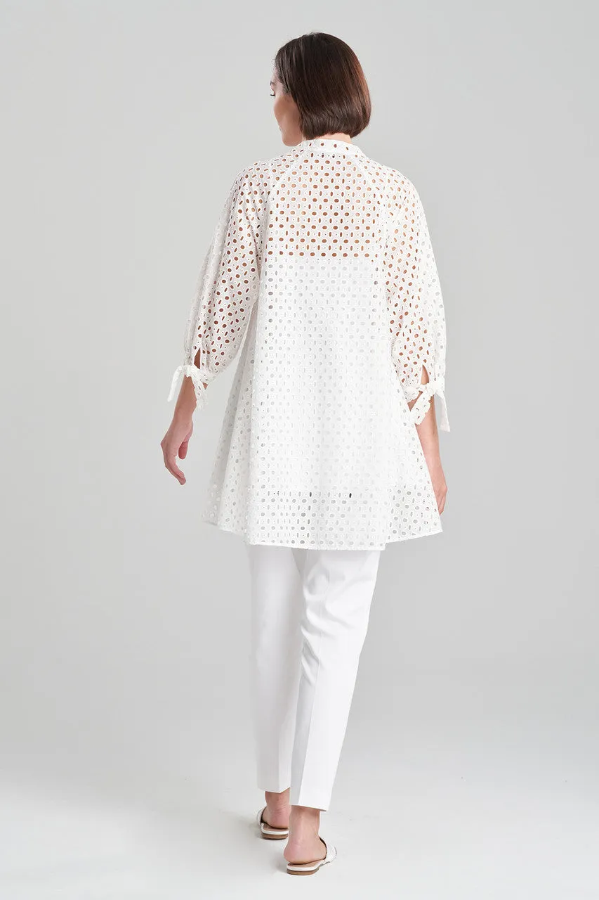 Cotton Eyelet Balloon Sleeve Oversized Top
