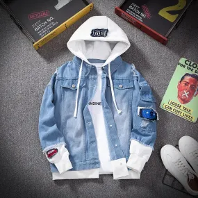 Denim Hooded Slim Fit Casual Jackets
