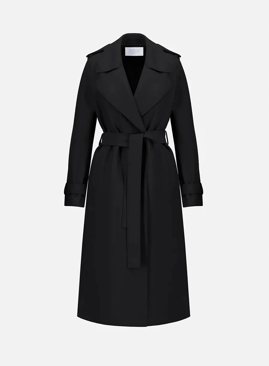 Double Vent Trench Coat Scuba | Black