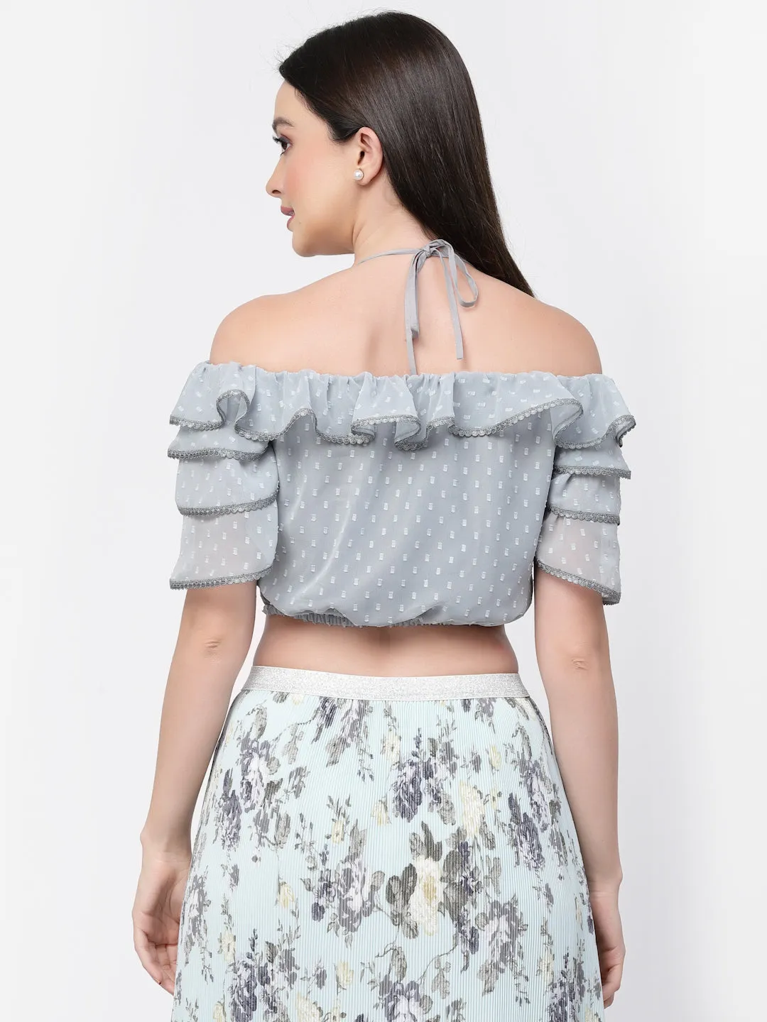 Georgette Halter Crop Top