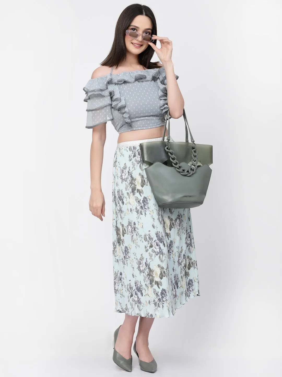 Georgette Halter Crop Top