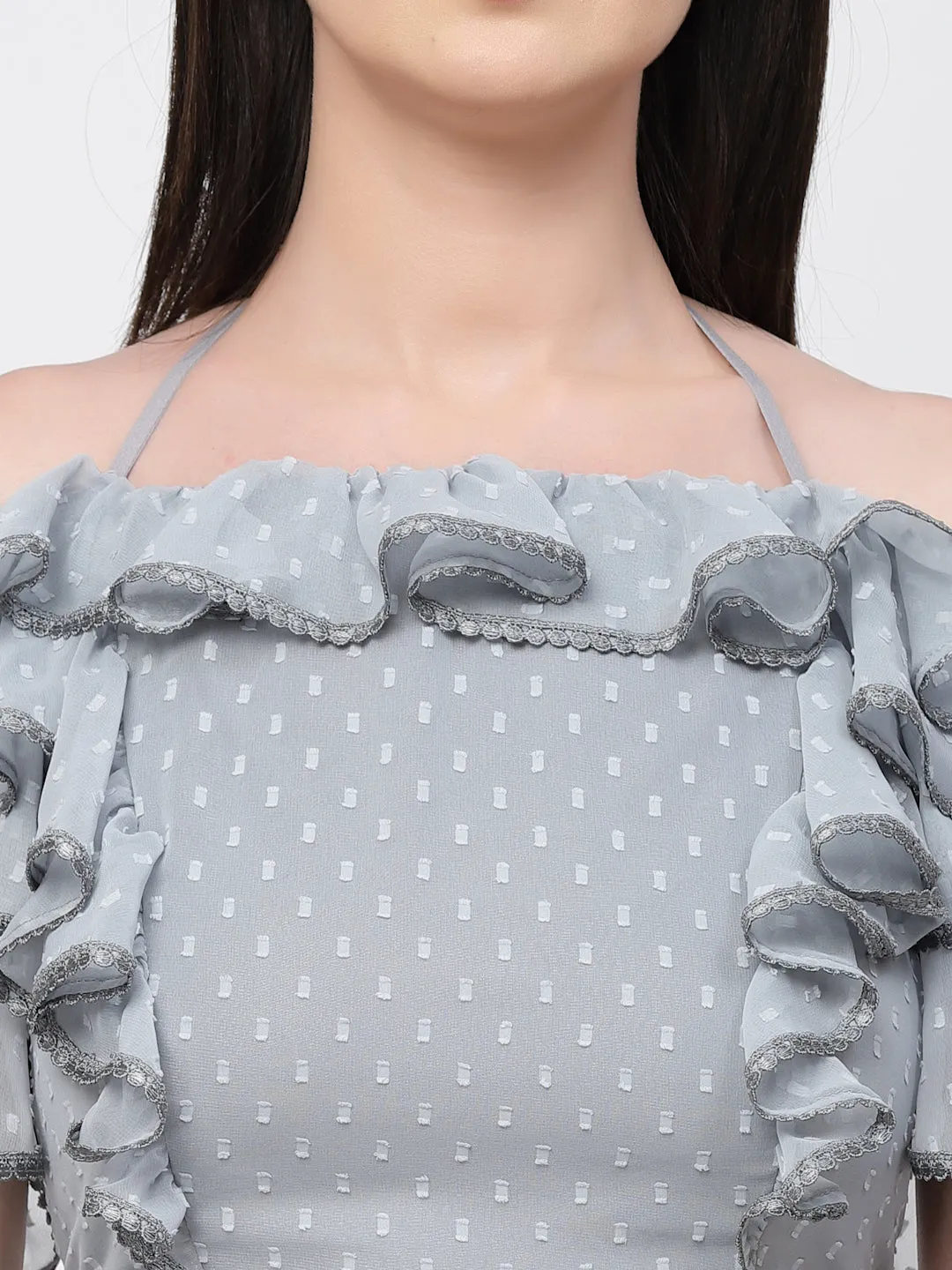 Georgette Halter Crop Top