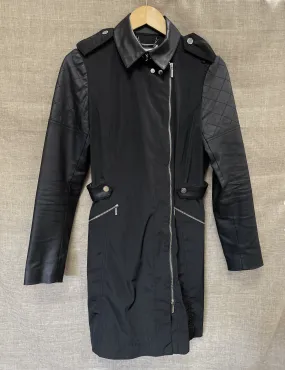 Karen Millen Black Zip & Leather Effect Jacket Coat Size 10