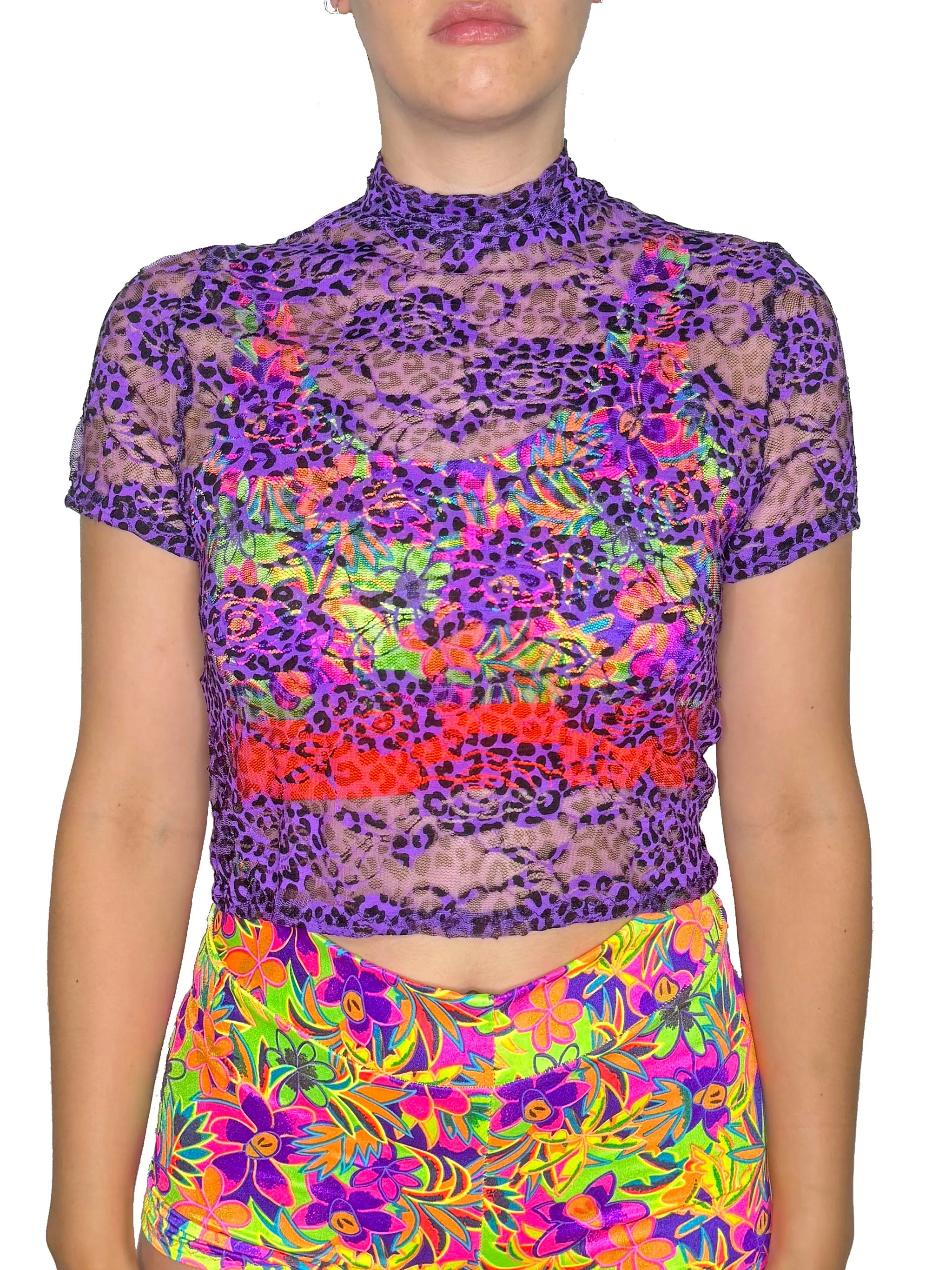 Leopard Lace Crop Top
