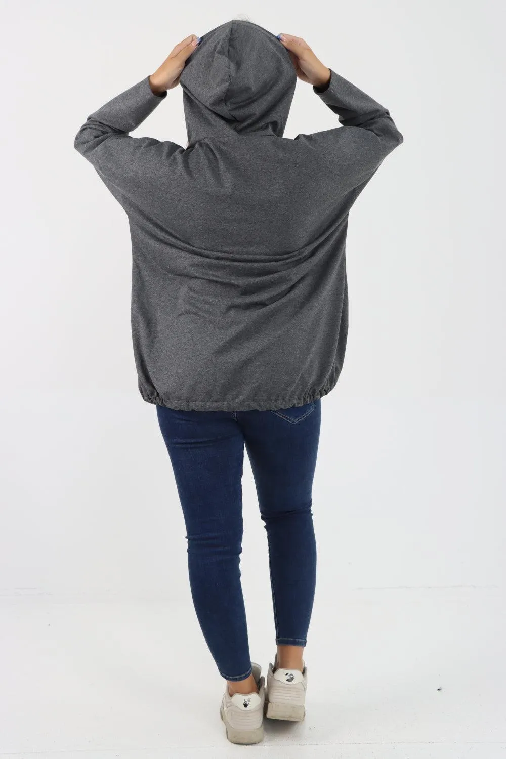 Longline Zip Pockets Hooded Top