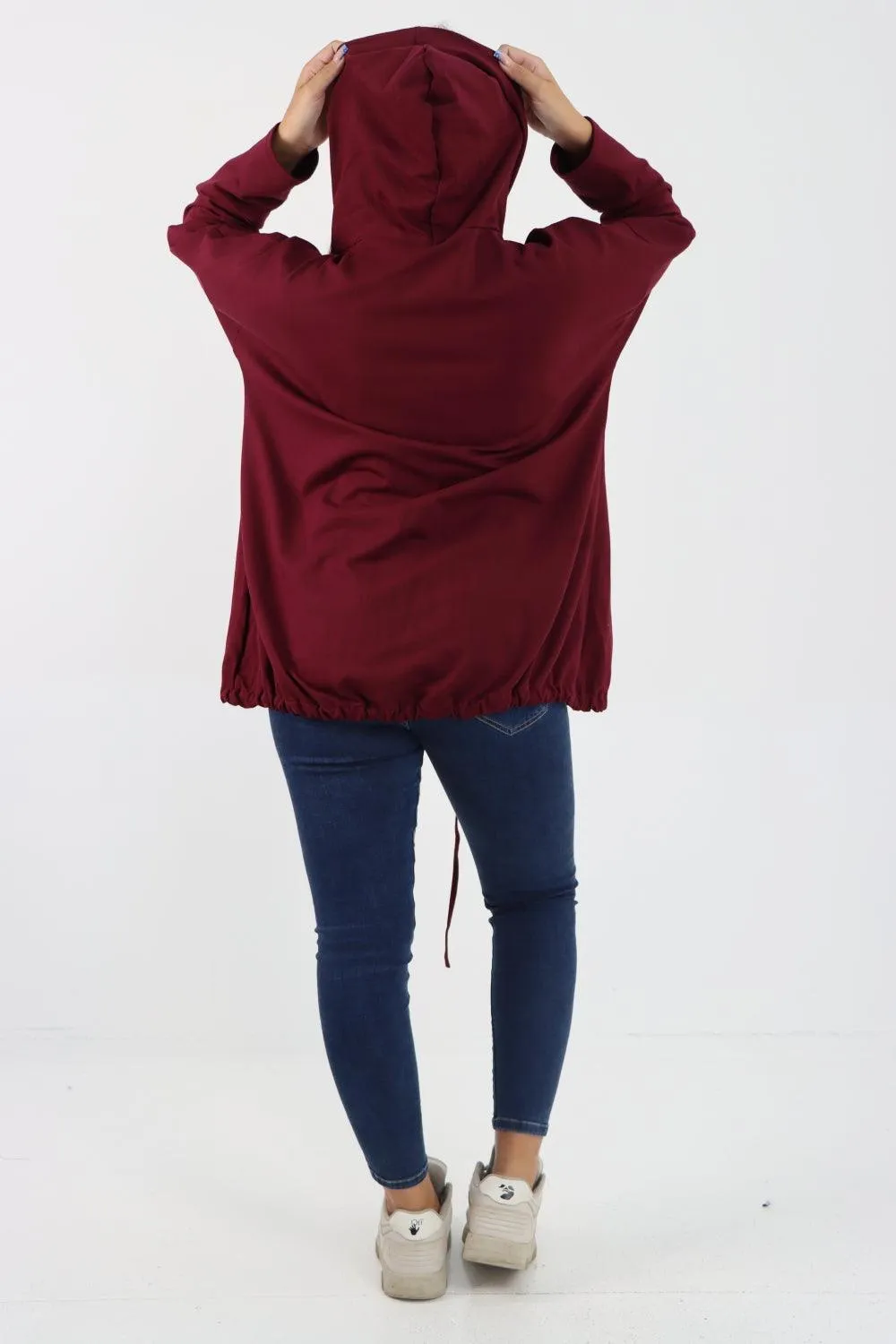 Longline Zip Pockets Hooded Top