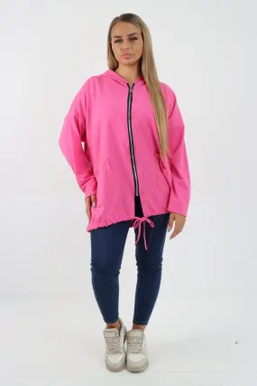 Longline Zip Pockets Hooded Top