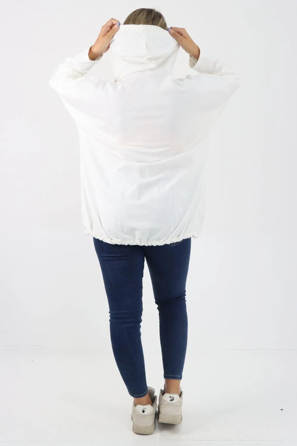 Longline Zip Pockets Hooded Top