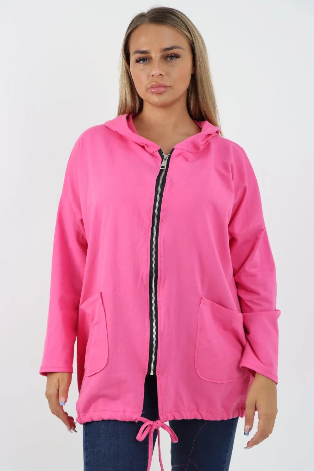 Longline Zip Pockets Hooded Top