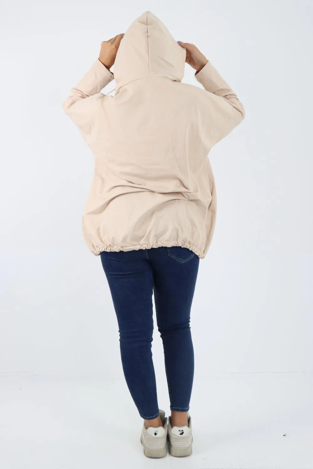 Longline Zip Pockets Hooded Top