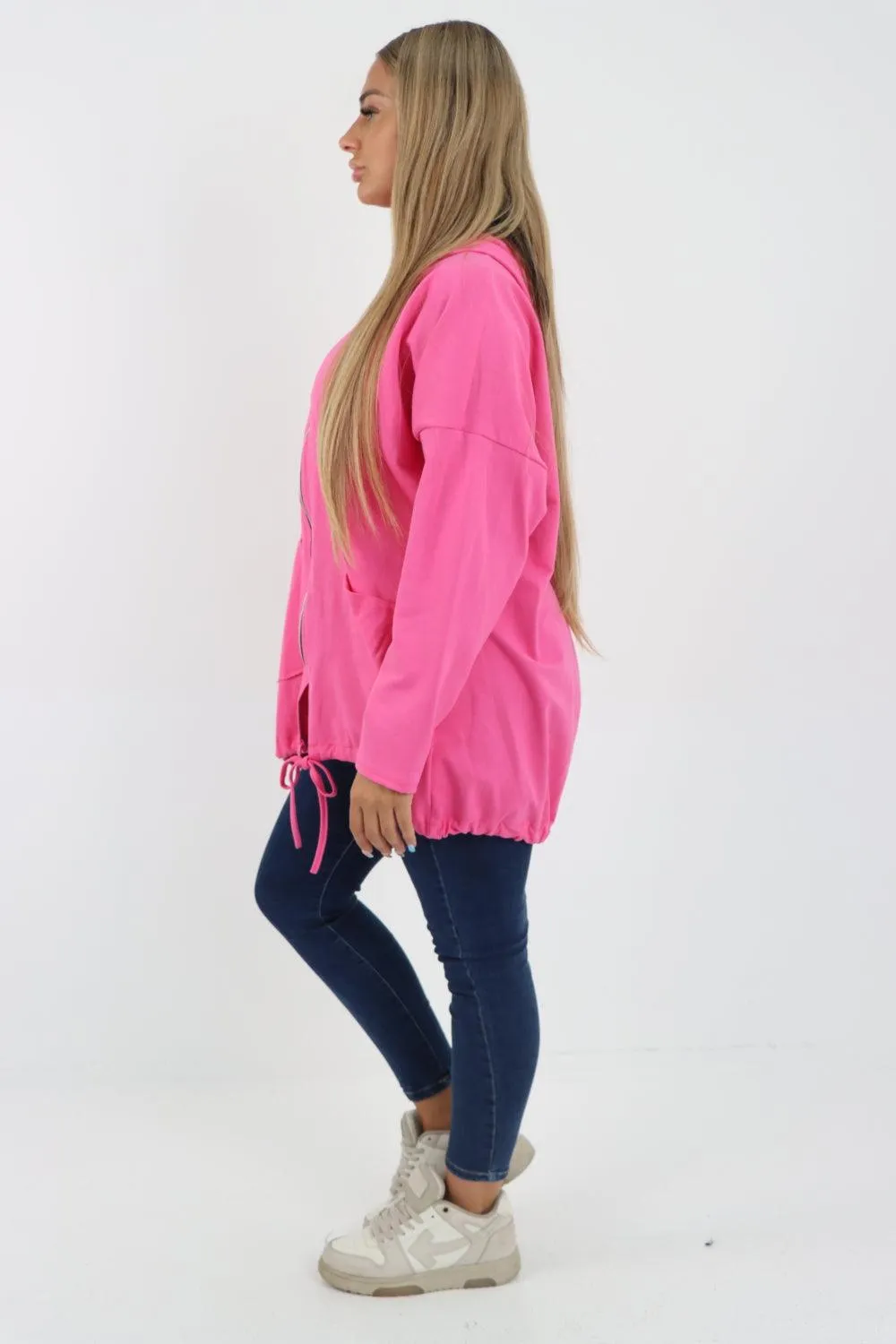 Longline Zip Pockets Hooded Top