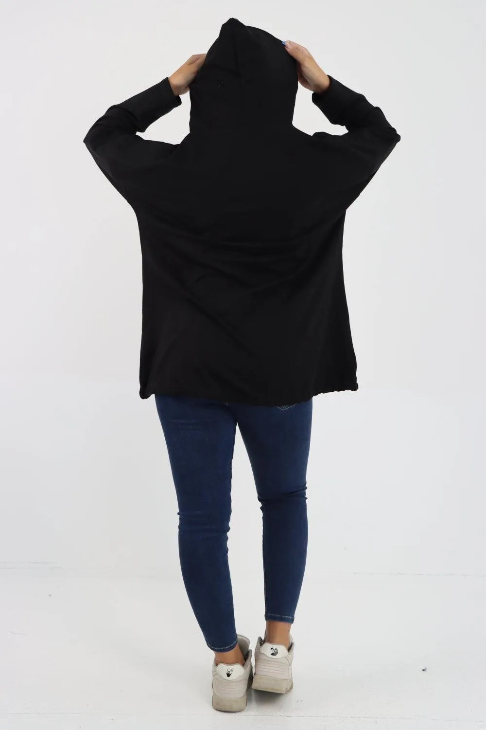 Longline Zip Pockets Hooded Top