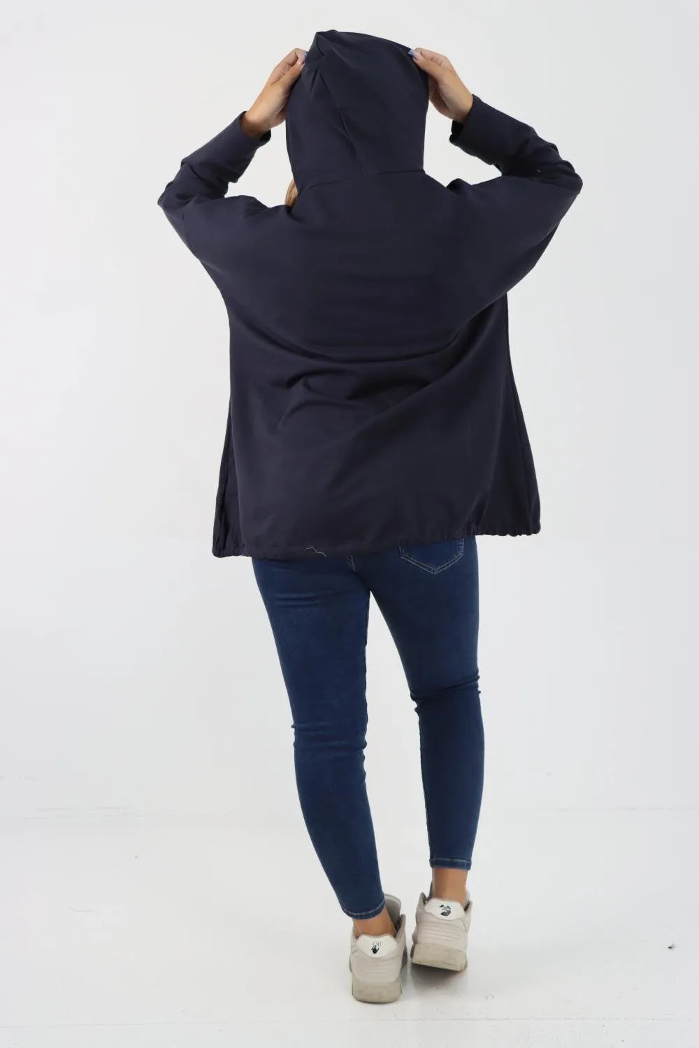 Longline Zip Pockets Hooded Top