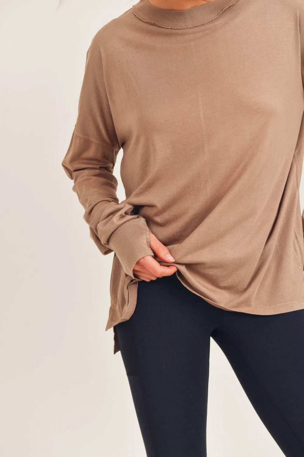 Looking Up Mineral Wash Long Sleeve Tee - Toast
