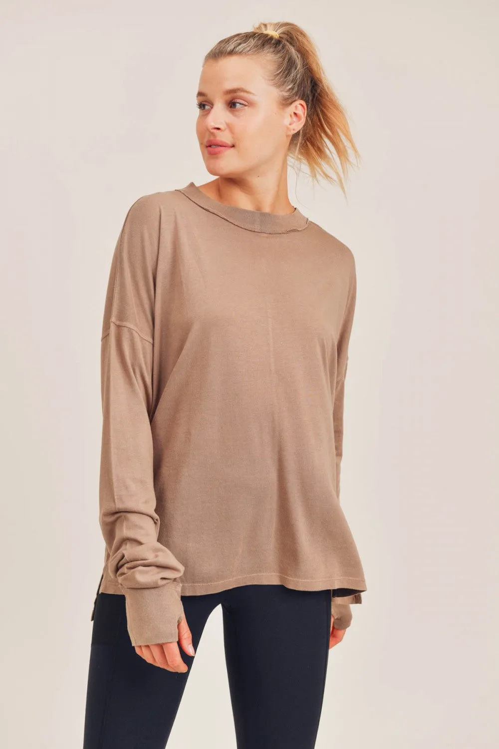 Looking Up Mineral Wash Long Sleeve Tee - Toast
