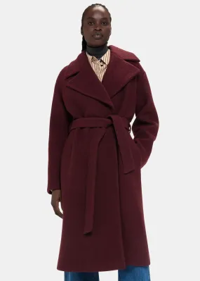 Lorna Wrap Wool Coat Burgundy