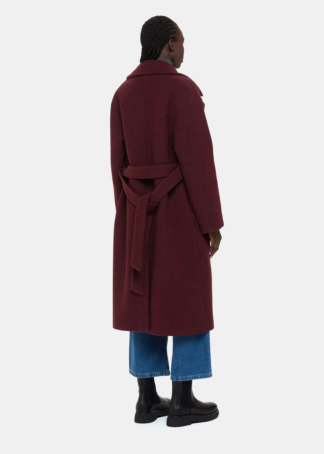 Lorna Wrap Wool Coat Burgundy