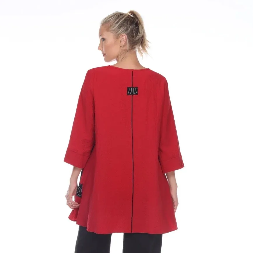 Moonlight Tunic w/ Half-Circles Trim in Red/Black - 2750