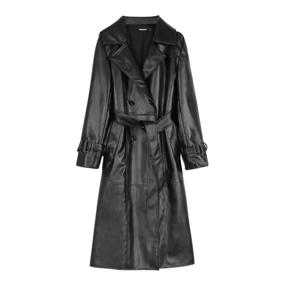 Nima Faux Leather Trench Coats - 2 Colors