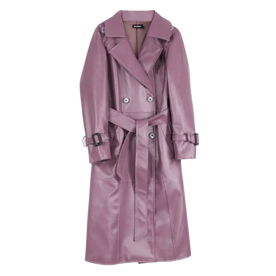 Nima Faux Leather Trench Coats - 2 Colors