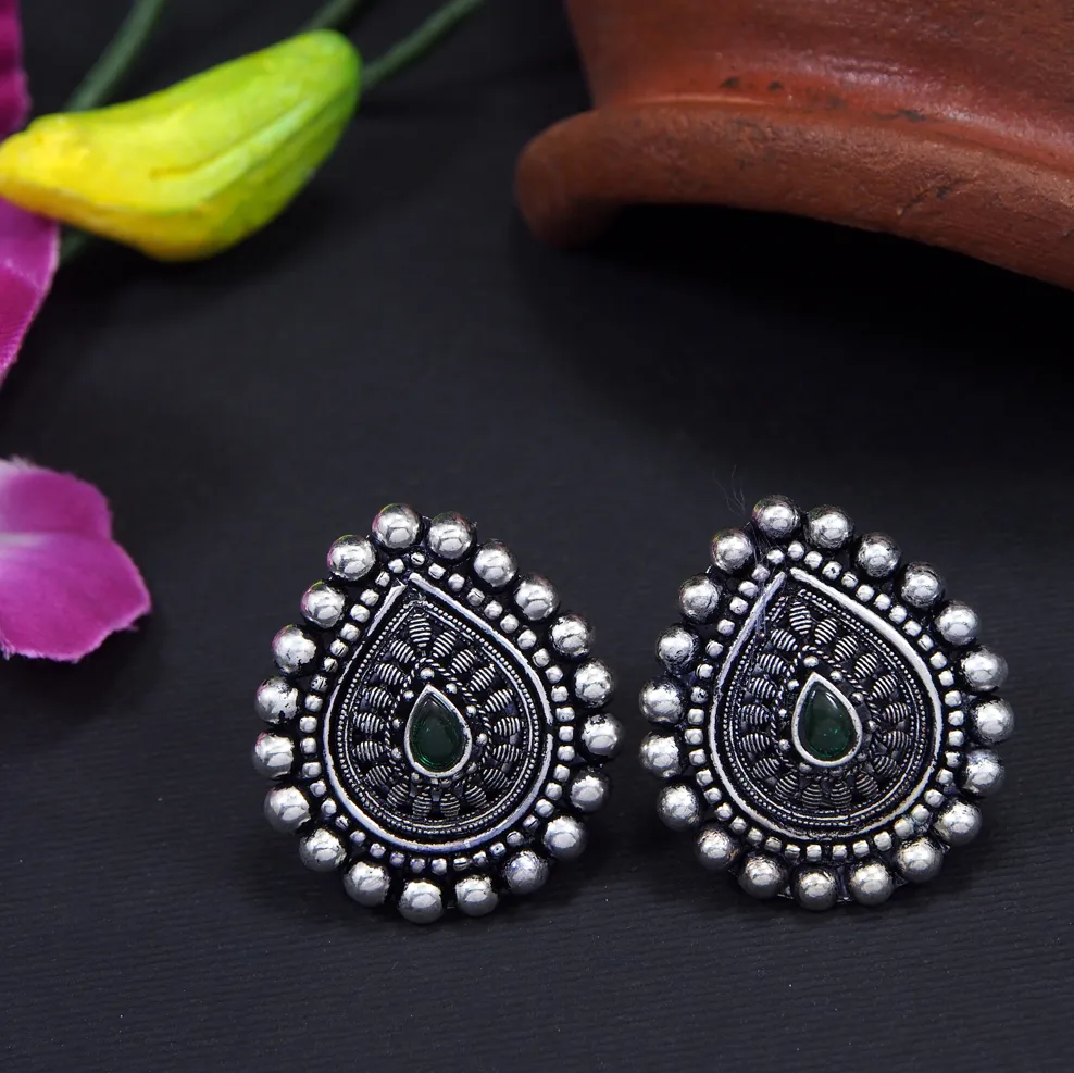 Silver Plated Teardrop Multi Coloured Artwork Antique Earring